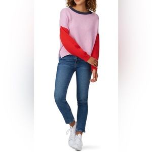 525 America Red and Pink Colorblock Sweater, size small